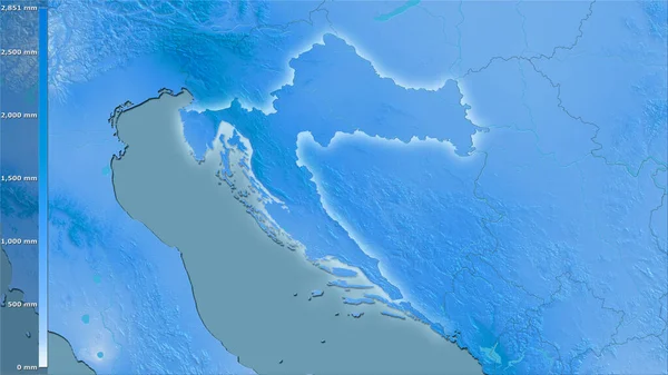 Precipitación Anual Dentro Del Área Croacia Proyección Estereográfica Con Leyenda — Foto de Stock