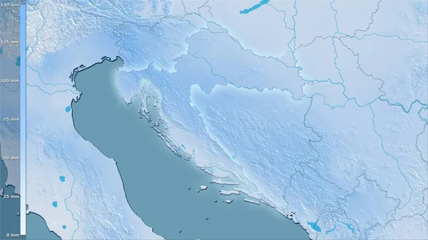 Précipitation Mois Sec Dans Région Croatie Dans Projection Stéréographique Avec — Photo