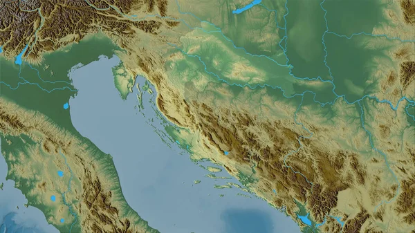 Croacia Mapa Topográfico Relieve Proyección Estereográfica Composición Cruda Las Capas — Foto de Stock