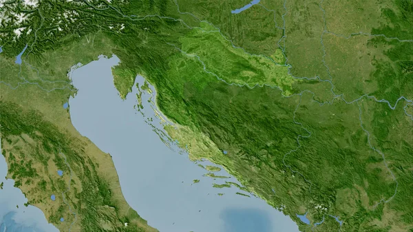 Croacia Zona Satélite Mapa Proyección Estereográfica Composición Cruda Capas Trama —  Fotos de Stock