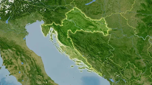 Croacia Zona Satélite Mapa Proyección Estereográfica Composición Cruda Capas Trama —  Fotos de Stock