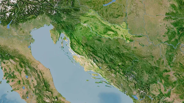 Хорватія Супутниковій Карті Стереографічній Проекції Сира Композиція Растрових Шарів — стокове фото