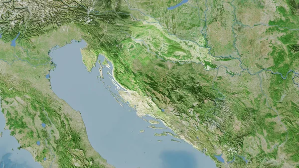 Kroatien Gebiet Auf Der Satelliten Karte Der Stereographischen Projektion Rohzusammensetzung — Stockfoto