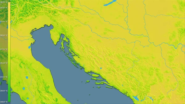 Variación Media Anual Temperatura Dentro Del Área Croacia Proyección Estereográfica — Foto de Stock