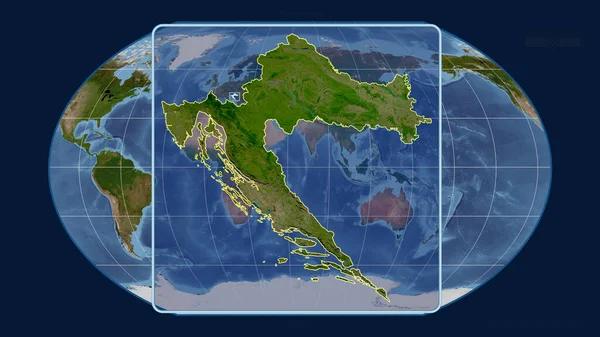 Vista Ampliada Del Contorno Croacia Con Líneas Perspectiva Contra Mapa — Foto de Stock