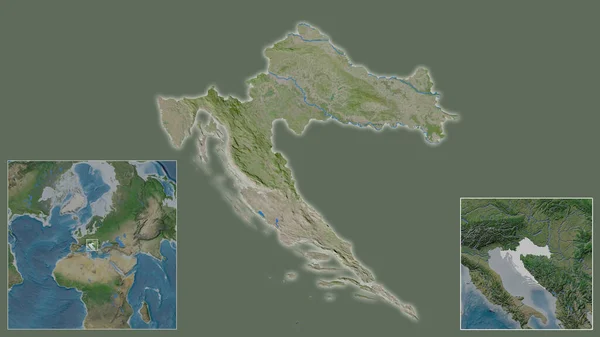 Close Croácia Sua Localização Região Centro Mapa Mundial Grande Escala — Fotografia de Stock