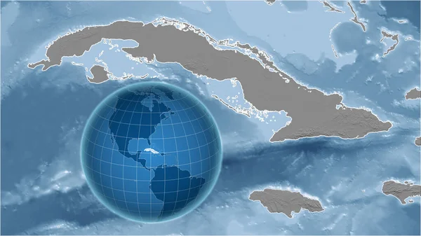 Κούβα Σφαίρα Σχήμα Της Χώρας Αντίθεση Μεγεθυμένο Χάρτη Περίγραμμά Του — Φωτογραφία Αρχείου