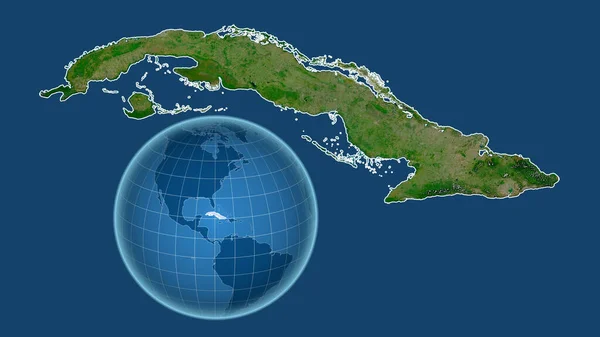 Cuba Globo Con Forma Del Paese Mappa Ingrandita Con Suo — Foto Stock