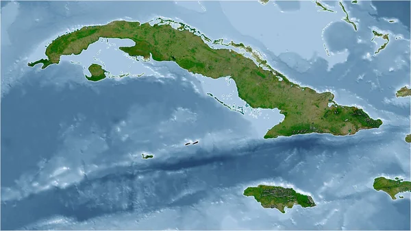 Cuba Perspective Rapprochée Pays Pas Grandes Lignes Imagerie Satellite — Photo