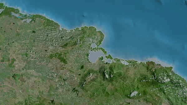 Holguin Província Cuba Imagens Satélite Forma Delineada Contra Sua Área — Fotografia de Stock