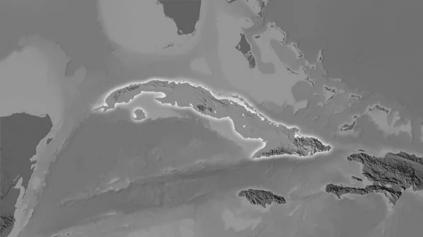 Περιοχή Της Κούβας Στον Υψομετρικό Χάρτη Bilevel Στην Στερεογραφική Προβολή — Φωτογραφία Αρχείου