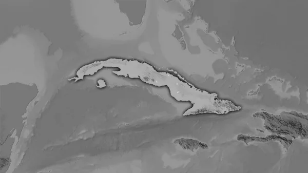 Zone Cubaine Sur Carte Élévation Niveaux Gris Dans Projection Stéréographique — Photo