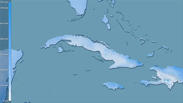 Küba Bölgesinin Soğuk Çeyreğinin Efsanevi Stereografik Projeksiyonla Yağışı Raster Katmanlarının — Stok fotoğraf