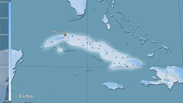 Précipitations Des Mois Les Secs Dans Région Cuba Dans Projection — Photo