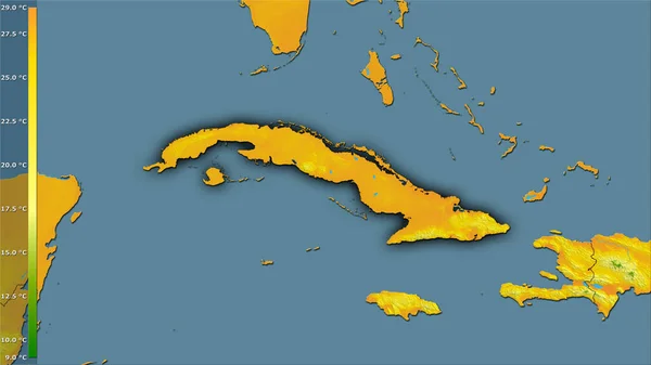 Μέση Θερμοκρασία Του Θερμότερου Τεταρτημορίου Στην Περιοχή Της Κούβας Στην — Φωτογραφία Αρχείου