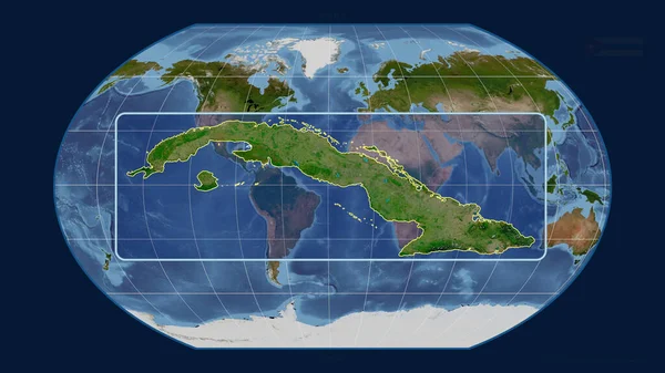 Zbliżenie Kubę Linią Perspektywiczną Stosunku Globalnej Mapy Projekcji Kavrayskiya Kształt — Zdjęcie stockowe
