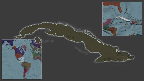 Primer Plano Cuba Ubicación Región Centro Mapa Mundial Gran Escala —  Fotos de Stock
