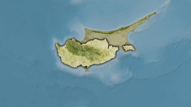 Stereografik projeksiyondaki Kıbrıs Rum Kesimi B uydusu haritasında - koyu renkli çizgili raster tabakalarının ham bileşimi