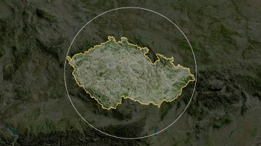 Çek Cumhuriyeti yakınlaştı ve daire içine alındı. Uydu görüntüleri. 3B görüntüleme