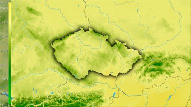 Efsanevi stereografik projeksiyonda Çek Cumhuriyeti bölgesinin en sıcak çeyreğinin ortalama sıcaklığı - koyu parlak dış hatlı raster tabakalarının ham bileşimi