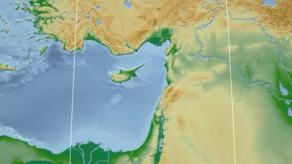 Кіпр Сусід Далека Перспектива Обрисів Фізична Карта — стокове фото