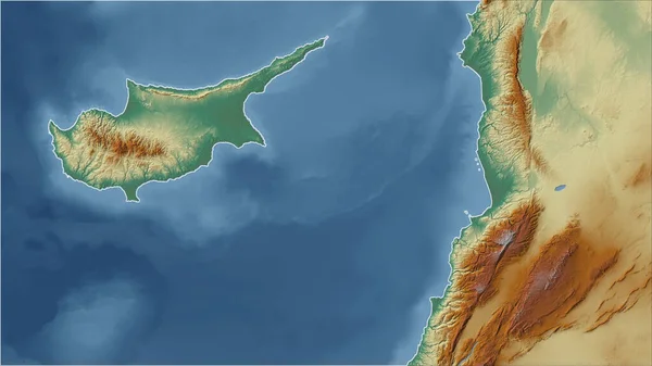 Zypern Nahaufnahme Des Landes Keine Umrisse Topografische Reliefkarte — Stockfoto