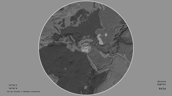 Zone Chypre Marquée Cercle Sur Carte Grande Échelle Continent Isolé — Photo