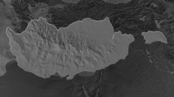 Zona Chipre Agrandó Brilló Sobre Fondo Oscuro Sus Alrededores Mapa — Foto de Stock