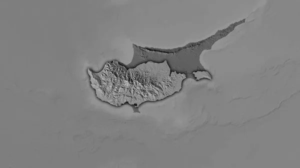 Kyperská Oblast Mapě Nadmořské Výšky Stereografické Projekci Hrubé Složení Rastrových — Stock fotografie
