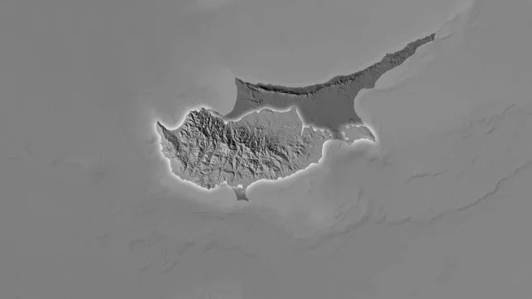 Cyprus Area Bilevel Elevation Map Stereographic Projection Ακατέργαστη Σύνθεση Στρωμάτων — Φωτογραφία Αρχείου