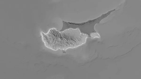 Area Cipro Sulla Mappa Elevazione Scala Grigi Nella Proiezione Stereografica — Foto Stock