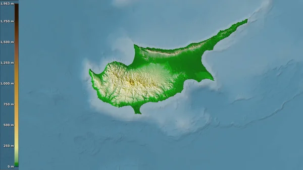Mapa Físico Dentro Zona Chipre Proyección Estereográfica Con Leyenda Composición — Foto de Stock