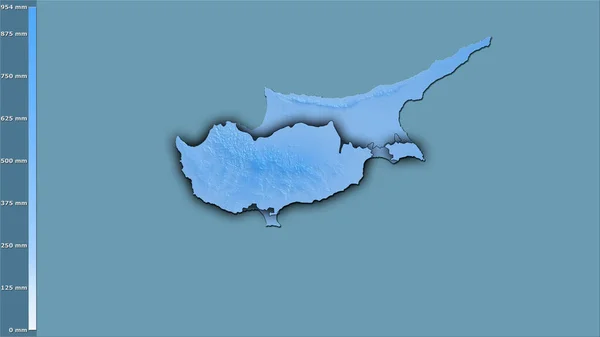 Precipitação Anual Área Chipre Projeção Estereográfica Com Lenda Composição Bruta — Fotografia de Stock