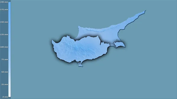 Nederbörd Regnigaste Månaden Inom Cypern Området Stereografisk Projektion Med Legend — Stockfoto