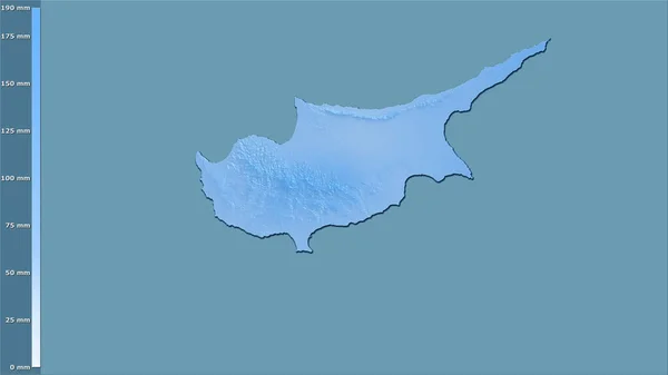 Précipitation Mois Humide Dans Région Chypre Dans Projection Stéréographique Avec — Photo