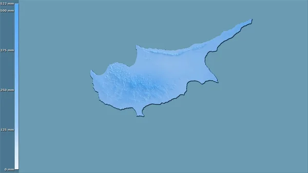 Niederschlag Des Feuchtesten Viertels Innerhalb Zyperns Der Stereographischen Projektion Mit — Stockfoto