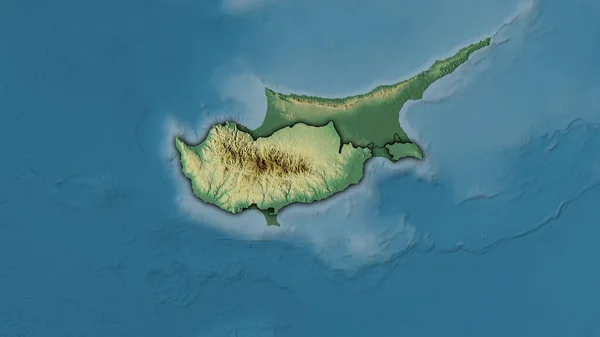 立体投影の地形救済マップ上のキプロス領域 暗い輝く輪郭を持つラスター層の生の組成 — ストック写真
