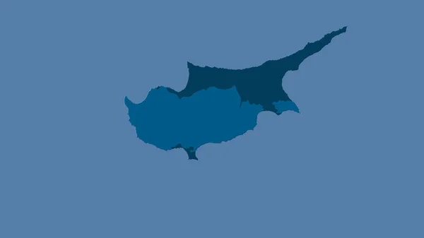 立体投影中的实心地图上的塞浦路斯区域 栅格层的原始成分 — 图库照片