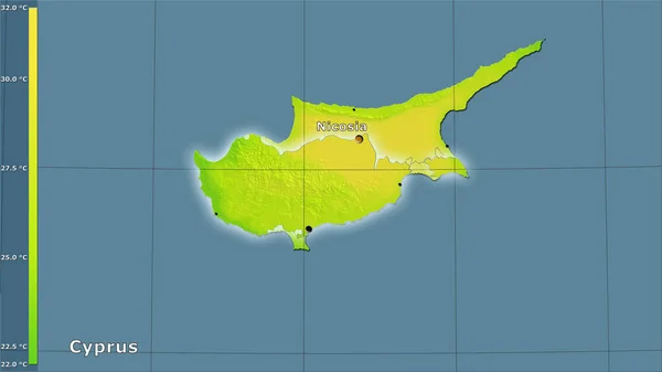 Variación Media Anual Temperatura Zona Chipre Proyección Estereográfica Con Leyenda — Foto de Stock