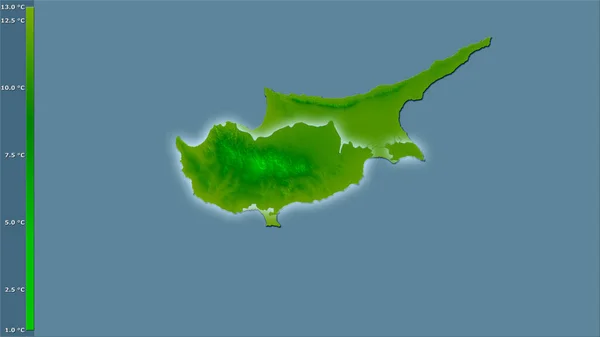 Température Moyenne Quartier Froid Région Chypre Dans Projection Stéréographique Avec — Photo