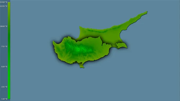 Efsanevi Stereografik Projeksiyonda Kıbrıs Rum Kesimi Nin Soğuk Çeyreğinin Ortalama — Stok fotoğraf