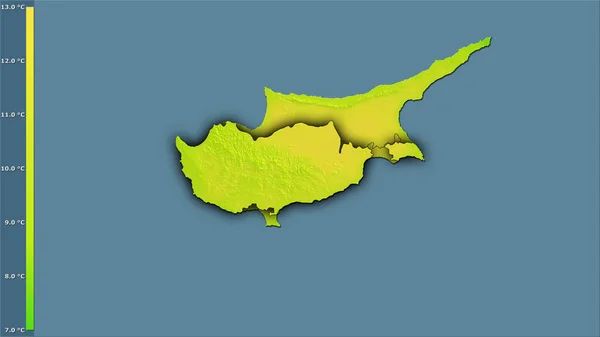 Variación Media Temperatura Diurna Dentro Del Área Chipre Proyección Estereográfica —  Fotos de Stock