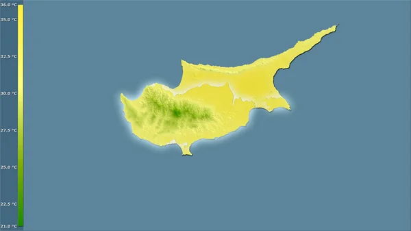 Température Maximale Mois Chaud Dans Région Chypre Dans Projection Stéréographique — Photo