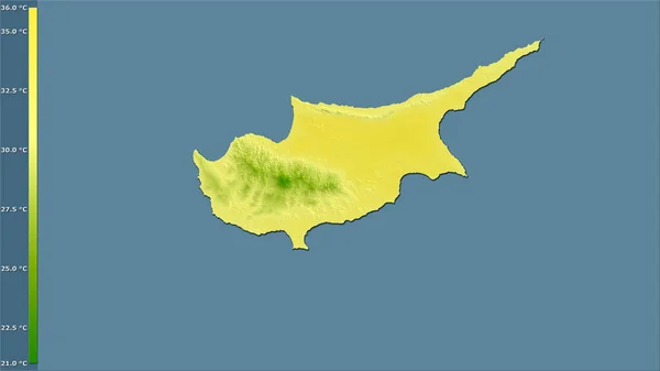 Temperatura Máxima Mês Mais Quente Dentro Área Chipre Projeção Estereográfica — Fotografia de Stock