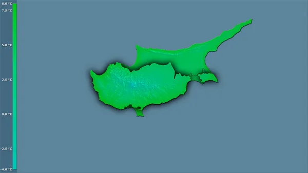 Minimumtemperatuur Van Koudste Maand Het Cypriotische Gebied Stereografische Projectie Met — Stockfoto
