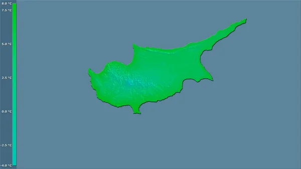Température Minimale Mois Froid Dans Région Chypre Dans Projection Stéréographique — Photo