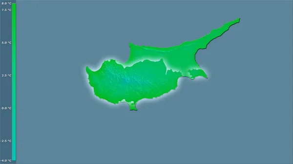 Temperatura Mínima Del Mes Más Frío Dentro Zona Chipre Proyección — Foto de Stock