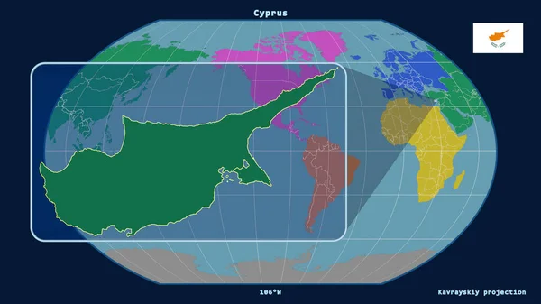 Vista Ampliada Del Esquema Chipre Con Líneas Perspectiva Contra Mapa —  Fotos de Stock