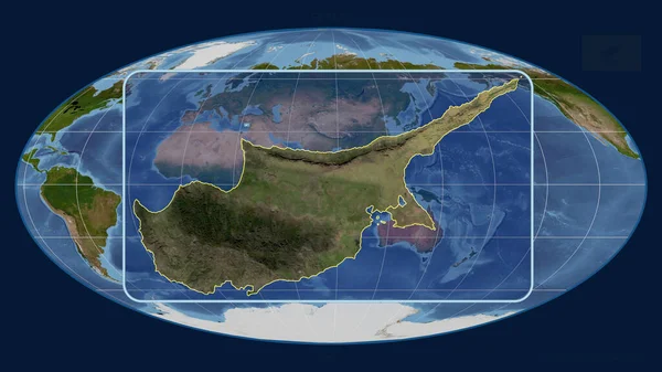 Vista Ampliada Esboço Chipre Com Linhas Perspectiva Contra Mapa Global — Fotografia de Stock
