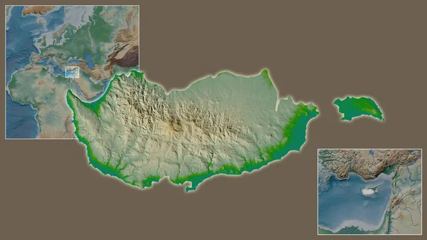 Primer Plano Chipre Ubicación Región Centro Mapa Mundial Gran Escala — Foto de Stock